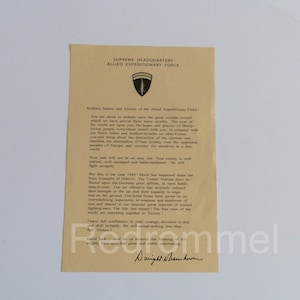 Carta del Día D de Eisenhower sobre los Estados Unidos durante la Segunda Guerra Mundial
