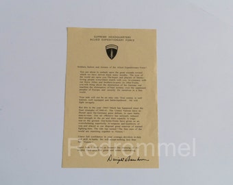 WW2 American USA Eisenhower D-Day Letter