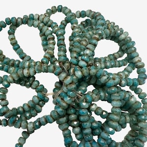 Czech Glass Bead Larimar Blue Vaseline Silk Mix with Picasso 5x3 mm 30 Beads