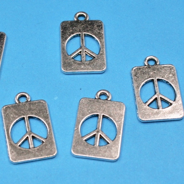 Large  Pewter Peace Symbol Charms (8 charms) 20 x 12  mm