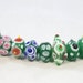 Green Bumpy Lampwork Rondelle Beads 12 Beads (7 x 14 mm)