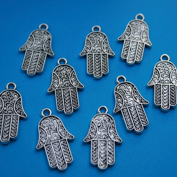 Pewter Hamas Hand Charms 8 charms (26 x 15 mm)