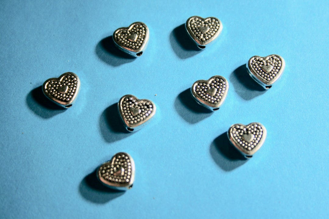 Pewter Beads Bali Style Heart 12 Beads 8 X 9 Mm Etsy