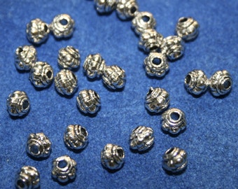 Pewter Beads Bali Style 50 Beads     (5 mm)