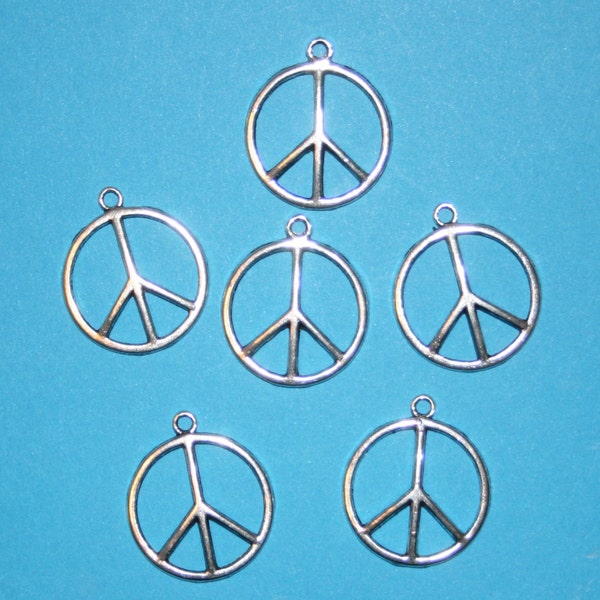 Small Pewter Peace Symbol Charms (10 charms) 12 x 14 mm