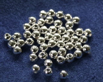 Pewter Beads 4 mm Round Beads 50 beads