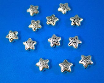 Pewter Star Beads 10 x 5 mm  12 Beads