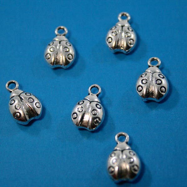 Ladybug Pewter Charms 15 x 10 x 5 mm  (6  charms)