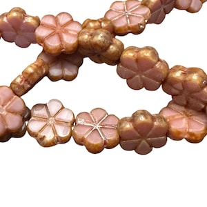 Czech Glass Beads Pink Forget-Me-Not Table Cut 10mm 15 Beads