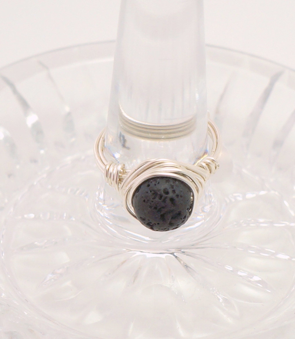 Silver Essential Oil Ring Silver Diffuser Ring Lava Rock Etsy
