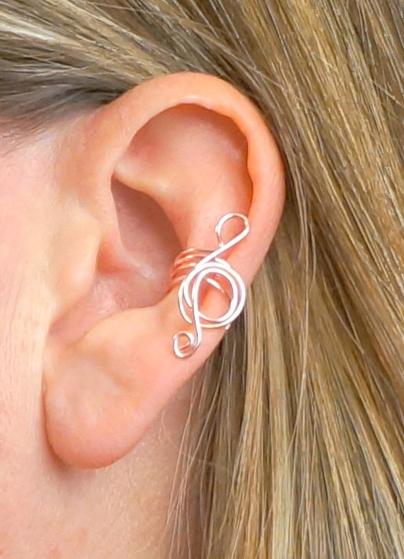 Treble Clef Ear Cuff Rose Gold Ear Cuff Music Note Ear Etsy
