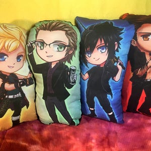 Prompto, Noctis, Ignis, Gladio Chibi Pillow Plushies. Final Fantasy XV 3 image 1