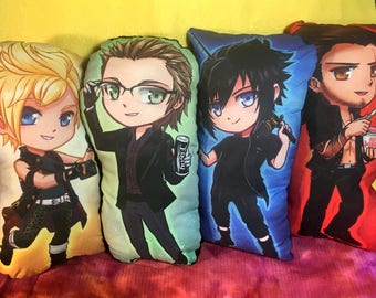 Prompto, Noctis, Ignis, Gladio Chibi Pillow Plushies. Final Fantasy XV <3