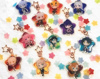 Genshin Impact Charms keychain yae miko, raiden shogun, venti, xiao, yoimiya, albedo, ayato fanart