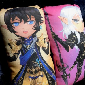 Final Fantasy XIV inspired chibi pillow plush Crystal Exarch, Haurchefant, Estinien, Aymeric, and Tataru fanart. image 4