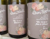 Bridesmaid Ask Gift / Best Wine Gift Asking Bridesmaids / Wine Labels Be My Maid of Honor / Taupe Wedding Ask Bridesmaid Proposal ©