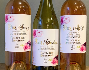 Ask Bridesmaid Custom Wine Label with Real Gold Foil ©