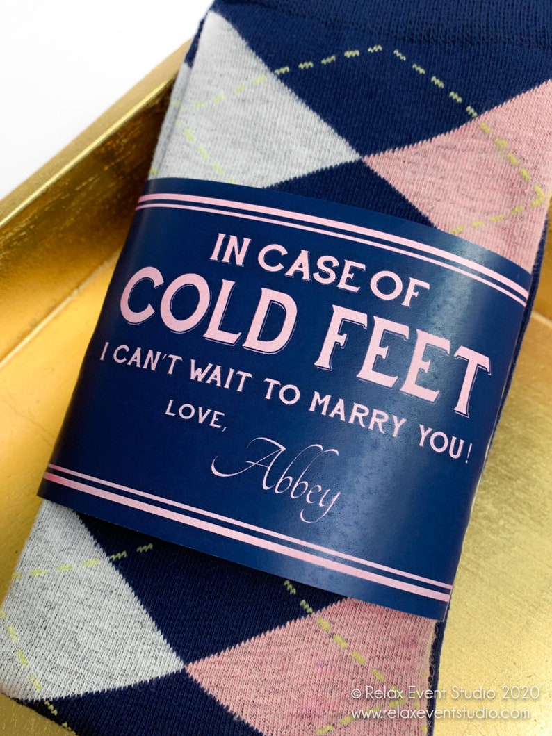 Custom Cold Feet Gift Funny Groom Socks© Navy and Blush Cold Etsy