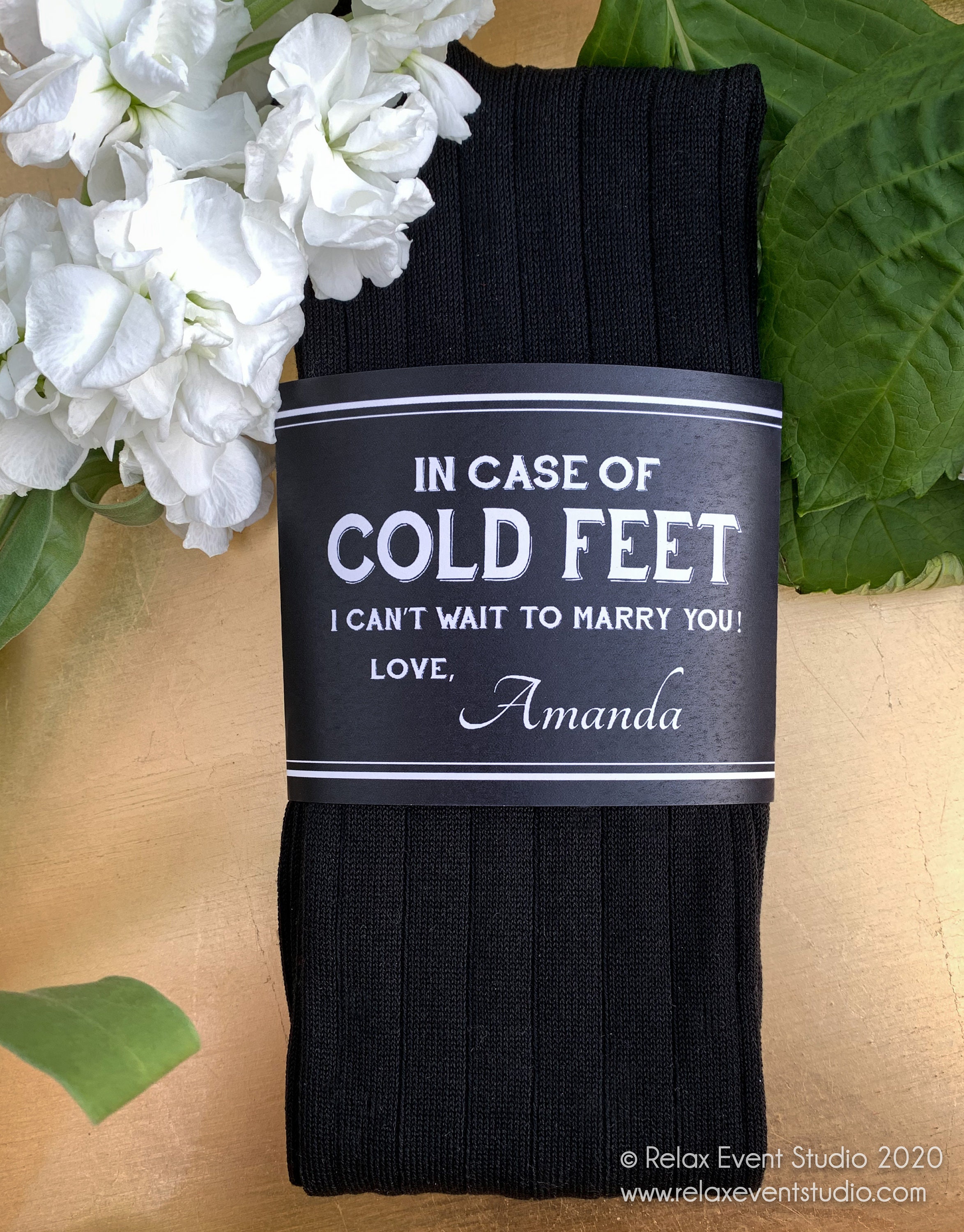 Black Cold Feet Label and Groom Socks from Bride© Cold Feet | Etsy