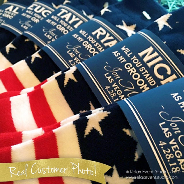 THE ORIGINAL Groomsman Socks for Groomsmen Proposal & America Socks ©