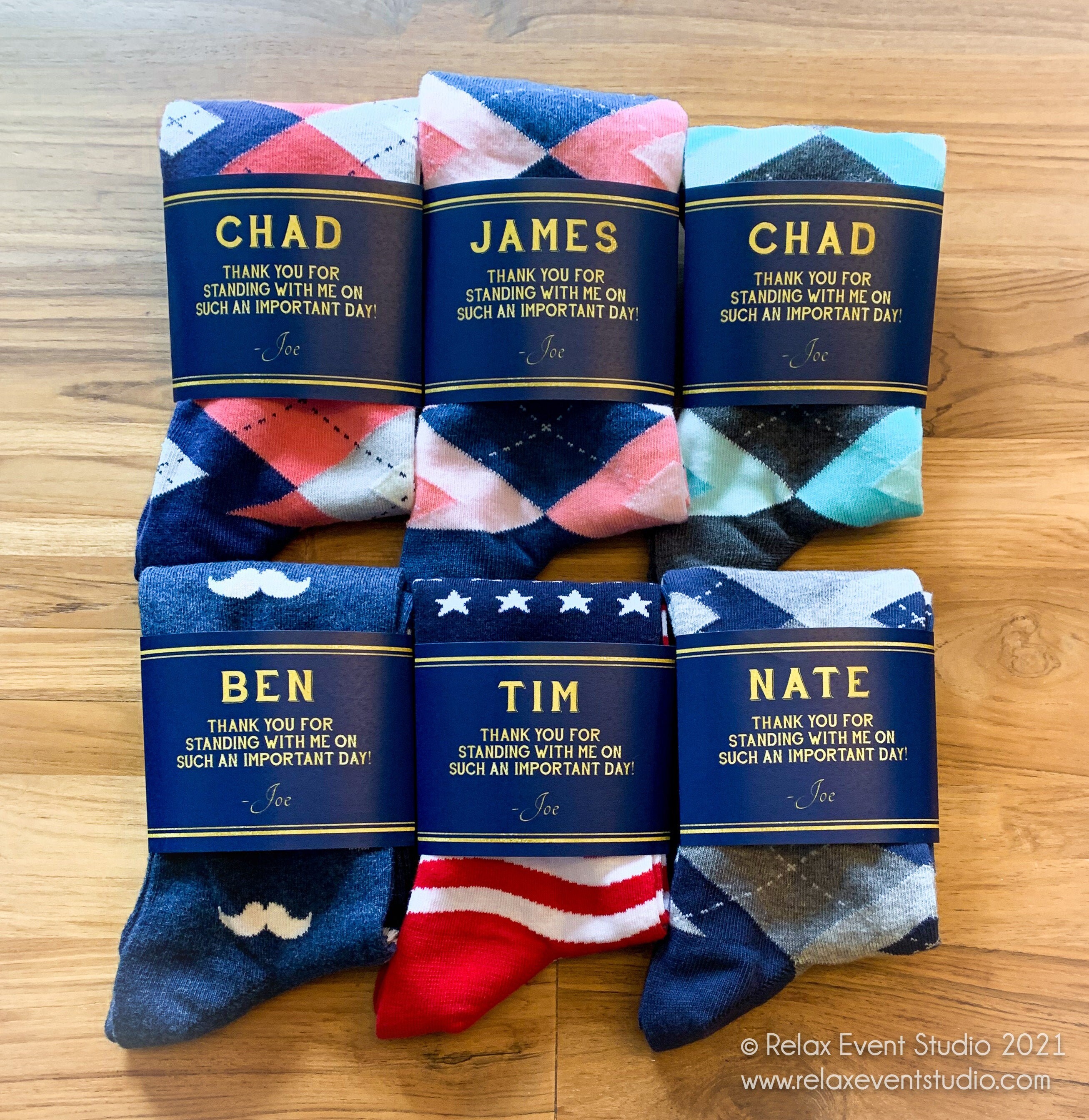 THE ORIGINAL Custom Groomsmen Socks Label and Groomsman Socks ©