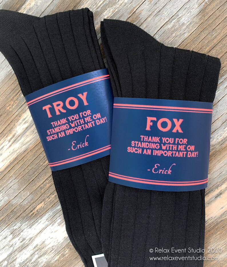 THE ORIGINAL Custom Sock Labels for Groomsman Socks © Etsy