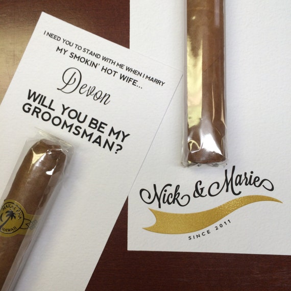 Will you be my bestman//Groomsman cigar holder card-Moustache-wedding favour