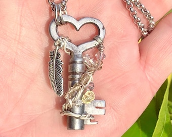 Authentic rare skeleton key to my heart necklace pendant