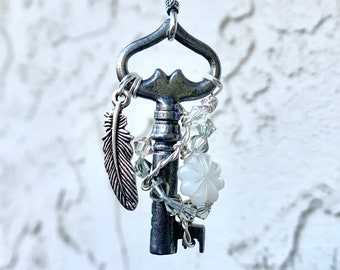 Antique key necklace, Key to my heart