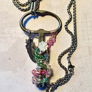 Boho wire wrap key necklace