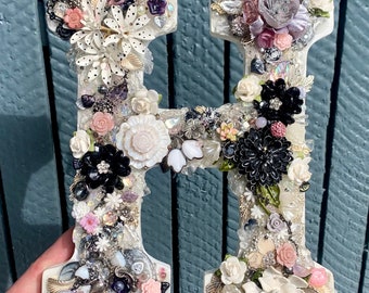 Bling Initial H Wall Decor: Handmade Floral Letter