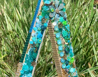 Greek Letter Delta: Handmade Jeweled Wall Decor (12x9")