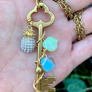 Gold key necklace