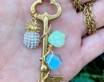 Gold key necklace