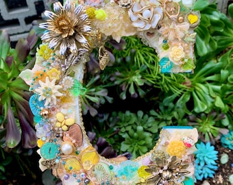 Floral Initial C Decor – Vintage Jewelry Embellished Letter