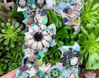 Handmade Embellished  Letter E, Vintage Jewelled Initial Wall Decor