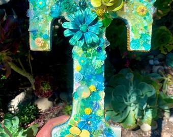 Floral Letter T: Vintage Brooches & Swarovski Crystal Nursery Decor