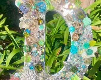 Jeweled Letter D, Vintage Brooch Initial, Nursery Decor