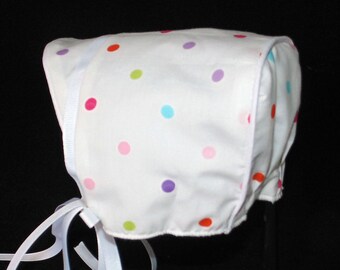 New Handmade White with Multi-color Dots Baby Boy Hat