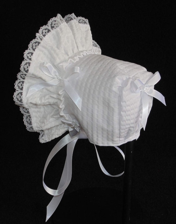 New Handmade Orchid Eyelet Baby Bonnet
