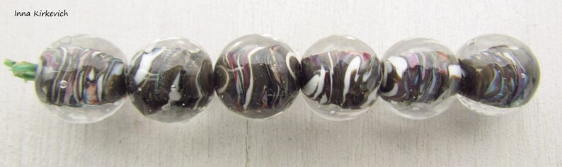 handmade transparent multicolored lampwork glass beads 6 pcs set of 6 handmade glass lampwork beads 13mm sra Round glass lampwork beads