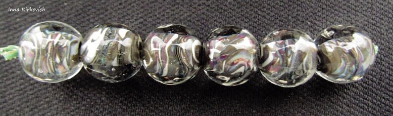 handmade transparent multicolored lampwork glass beads 6 pcs set of 6 handmade glass lampwork beads 13mm sra Round glass lampwork beads