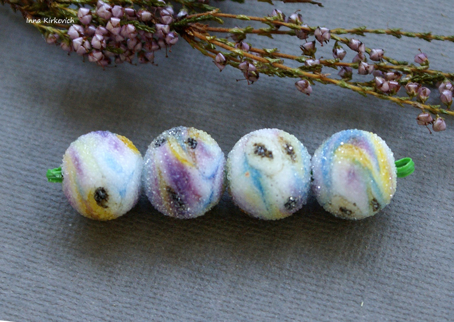 Round glass lampwork beads handmade 13mm lampwork beads set Etsy