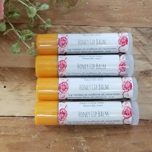 Baume à lèvres au miel | Lot de 4 baumes à lèvres | Baume à lèvres naturel | Baume Hydratant | Baume à lèvres aromatisé | Bain et beauté | Soins de la peau | Savons Paint Creek