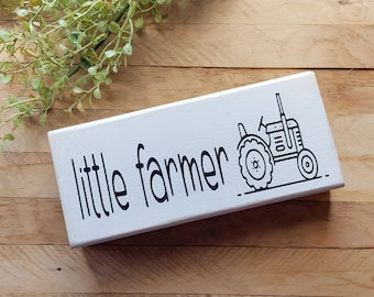 Little Farmer Wood Sign: Rustic Tractor Decor for Boy's Room