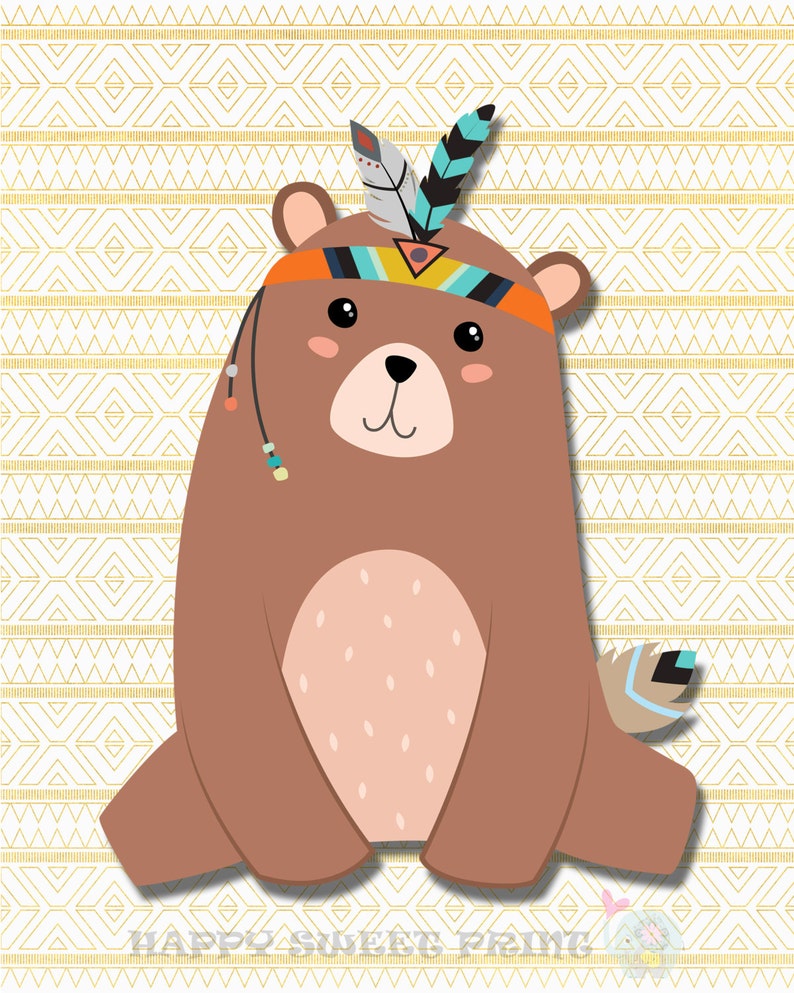 Tribal Nursery Wall Printfeathersarrows Artwoodland | Etsy