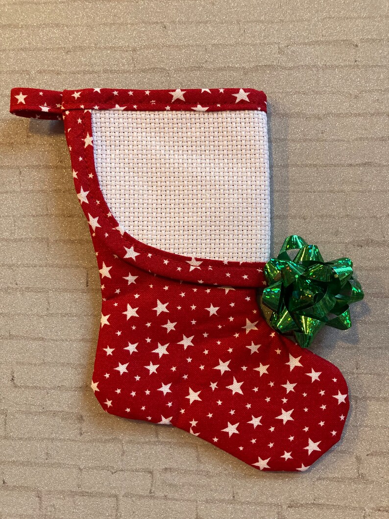 Mini Cross Stitch Christmas Stockings Holiday Tree Ornament - Etsy