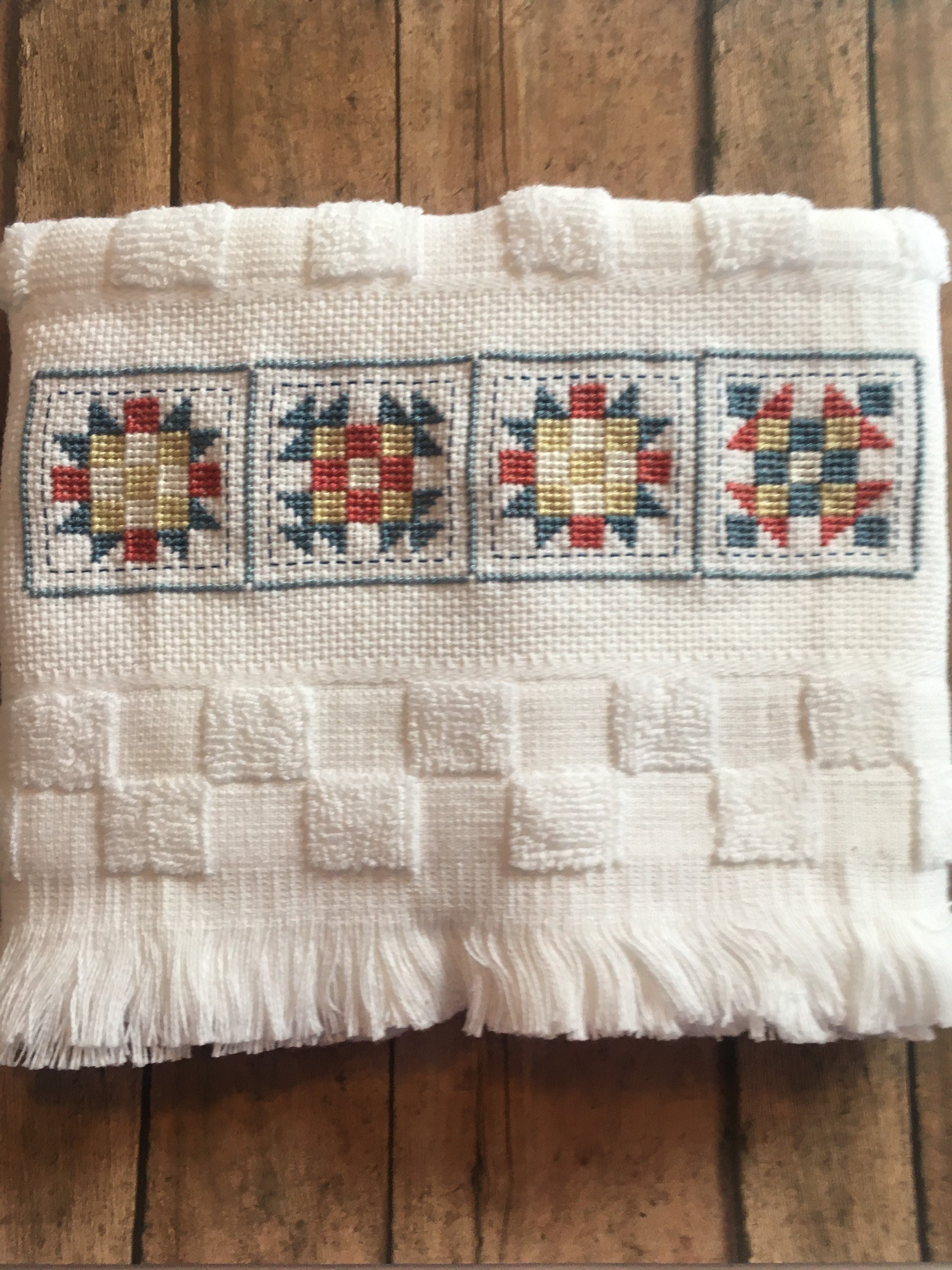 Cross Stitch Tea Towel Cream 16''x23'' Set of 