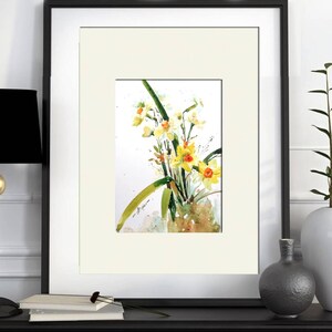 Narzisse Aquarell Original Gemälde Blumen Frühling Dekor 20,5 x 30,5 cm von ArtMadeIra