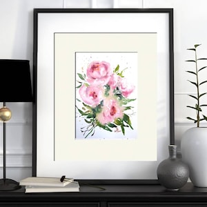 Peinture florale pivoine oeuvre d'art originale aquarelle art mural mois de naissance art floral 12 par 8" par ArtMadeIra